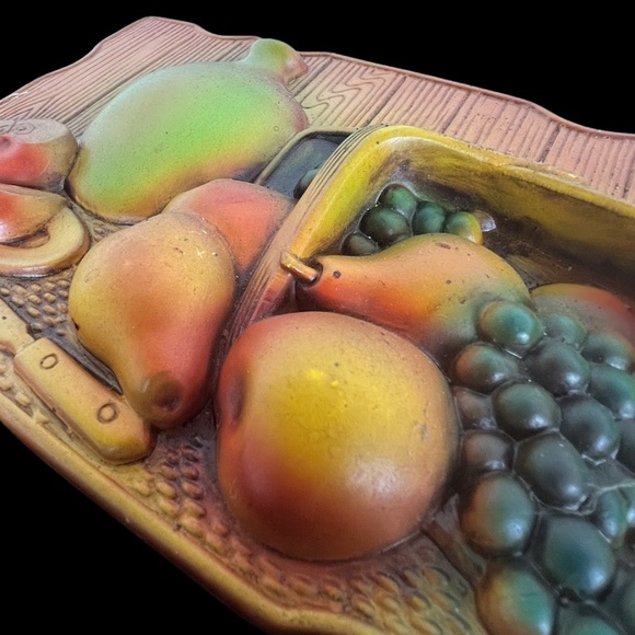 🎉Vtg Miller Studio Chalkware 1967 Fruit Basket Jug Wall Hanging Plaque H.P. - Picture 5 of 7